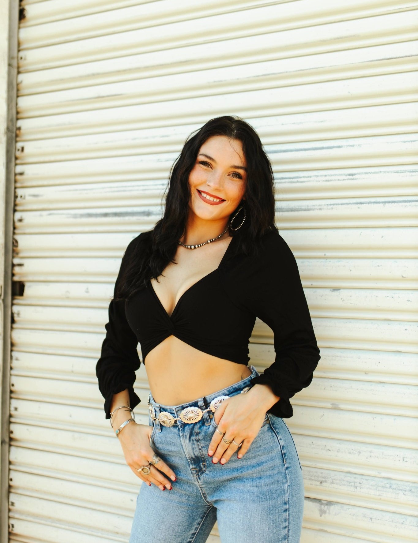 Front Twist Long Sleeve Crop TopS