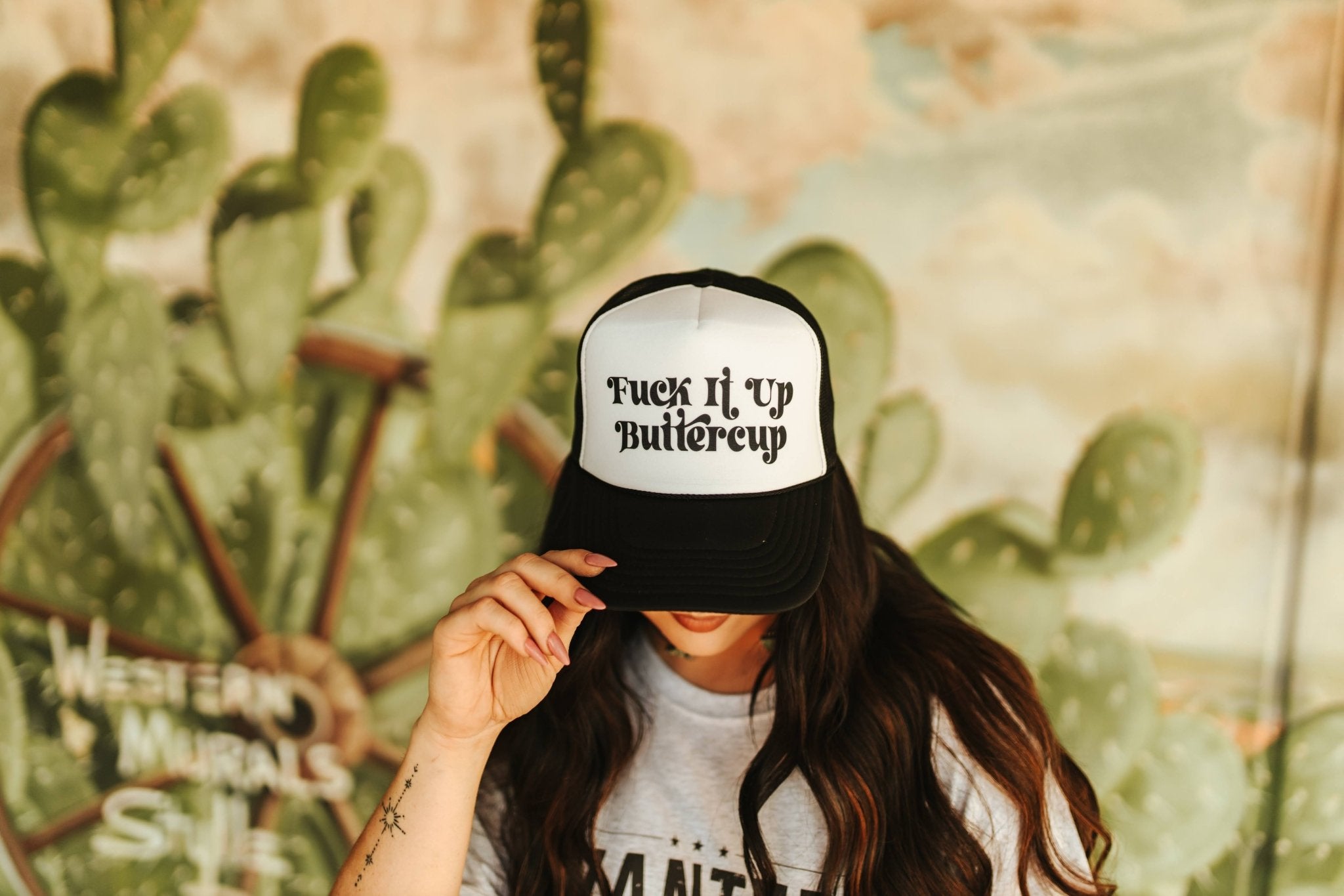 Fuck It Up Buttercup Trucker HatBlack & WhiteOS
