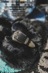 Fuzzy Buckle Slides - BlackS - 5/6
