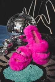 Fuzzy Buckle Slides - PinkS - 5/6