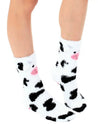 Fuzzy Cow Crew Grip SocksWhiteOS