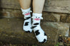 Fuzzy Cow Crew Grip SocksWhiteOS