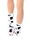 Fuzzy Cow Crew Grip SocksWhiteOS