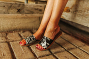 Genuine Cowhide Sandals - BlackMulti6
