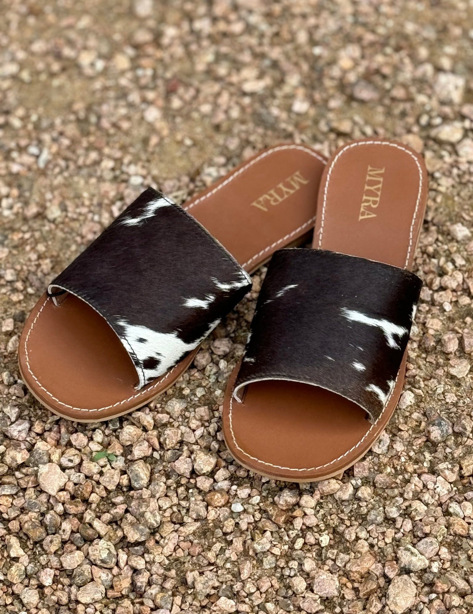 Genuine Cowhide Sandals - EbonyMulti6