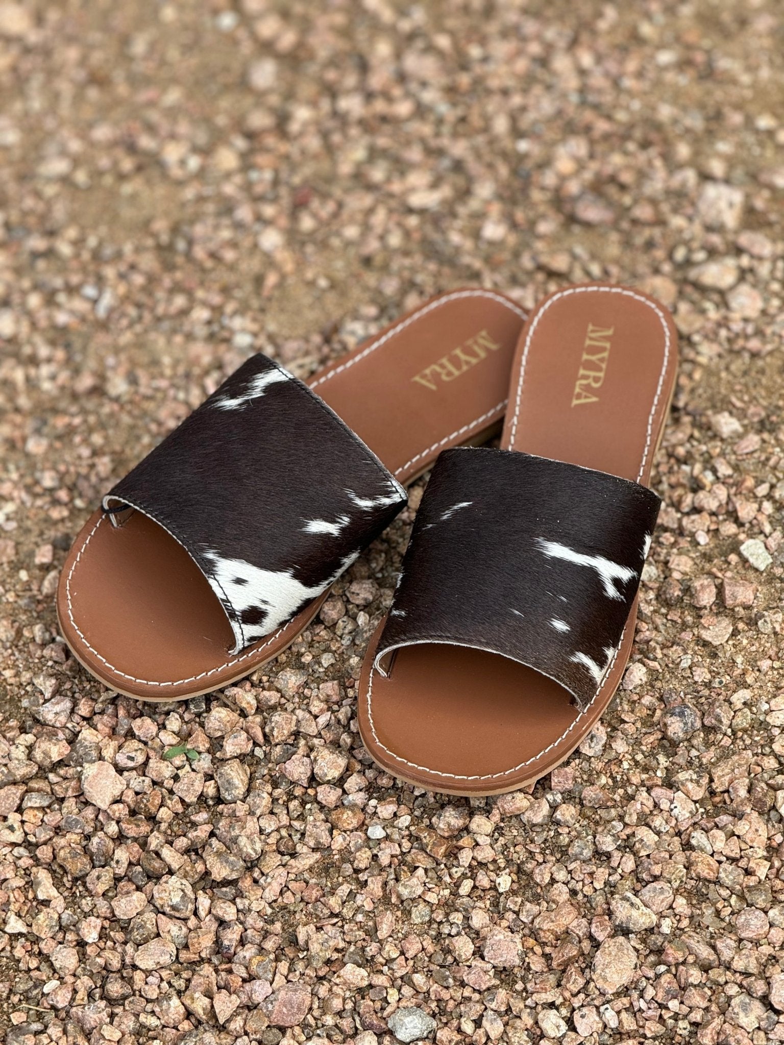 Genuine Cowhide Sandals - EbonyMulti6