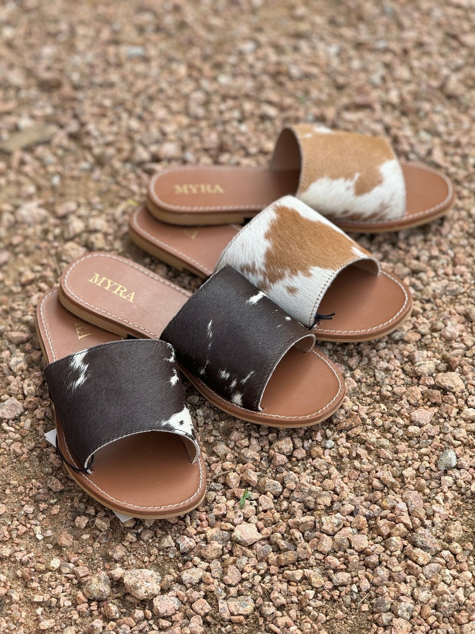 Genuine Cowhide Sandals - EbonyMulti6
