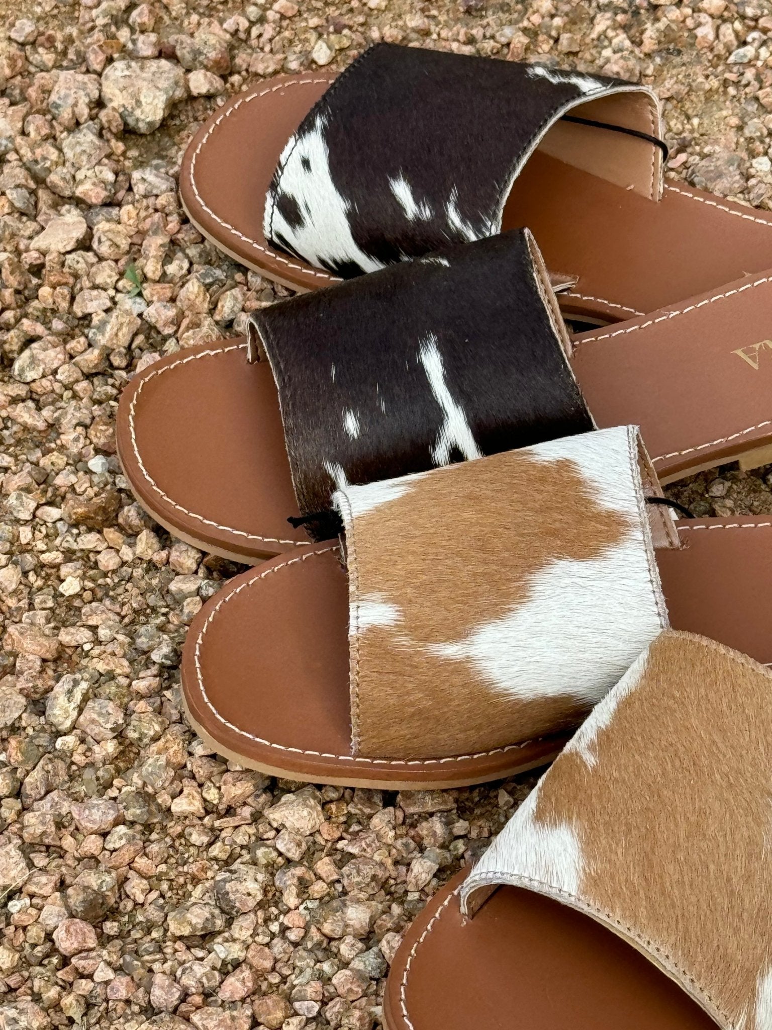 Genuine Cowhide Sandals - EbonyMulti6