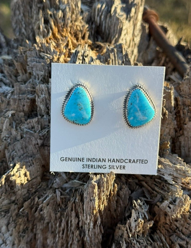 Genuine Sky Kingman Turquoise Earrings