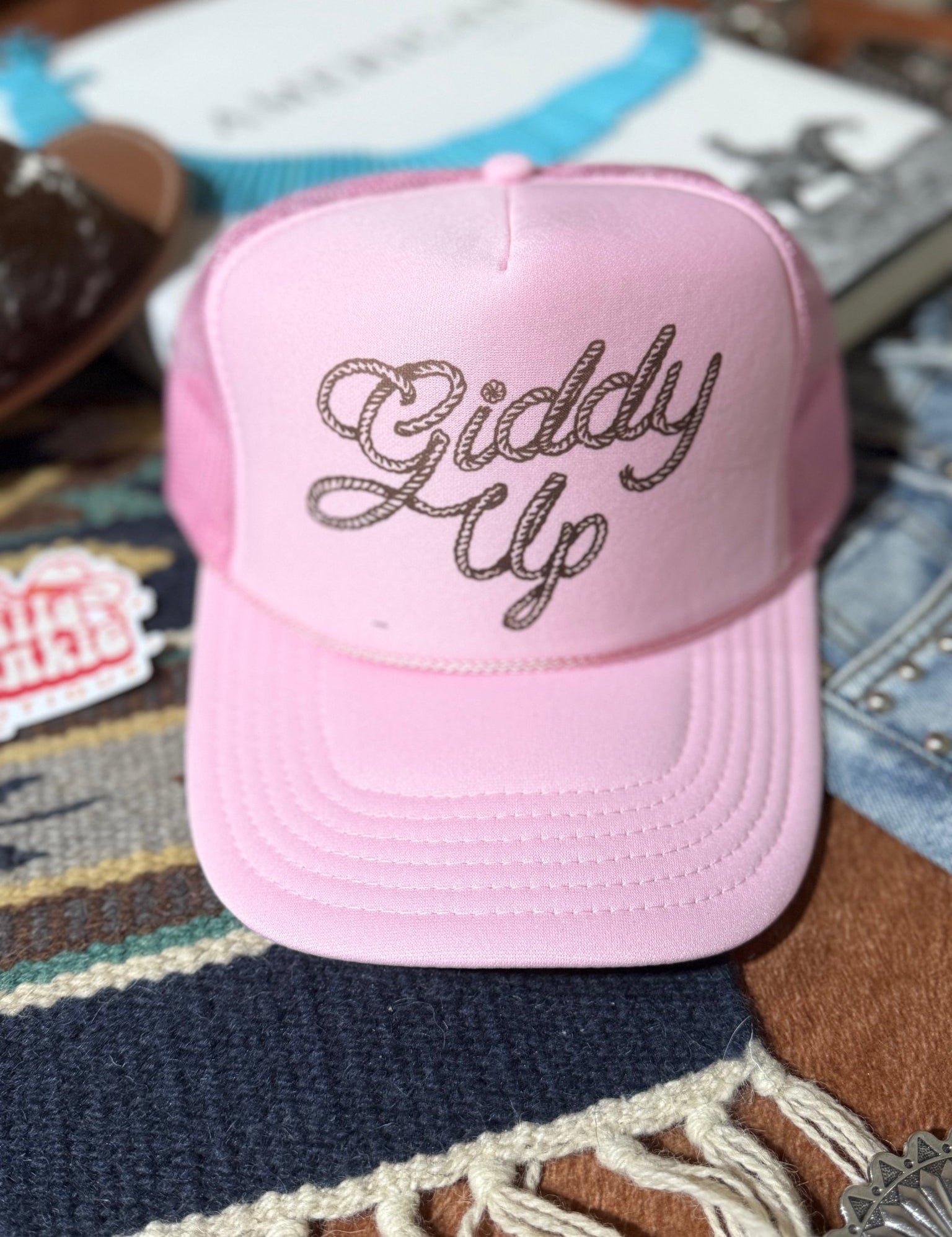 Giddy Up Trucker HatLight Pink