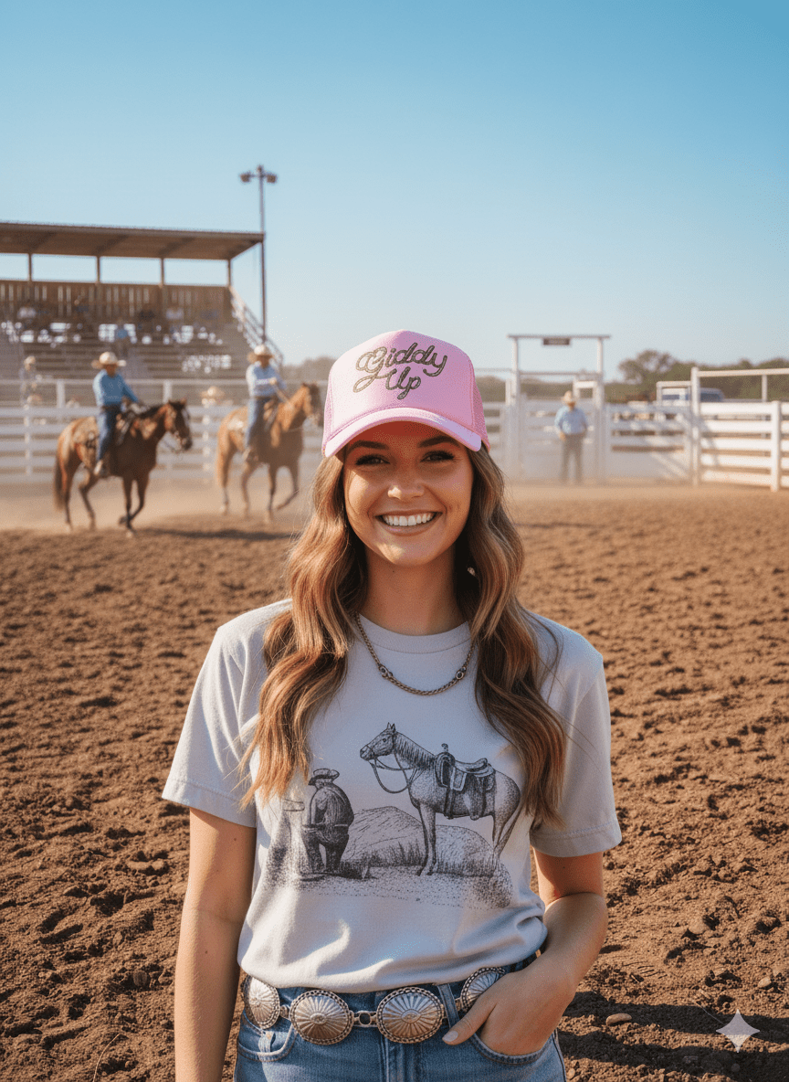Giddy Up Trucker HatLight Pink