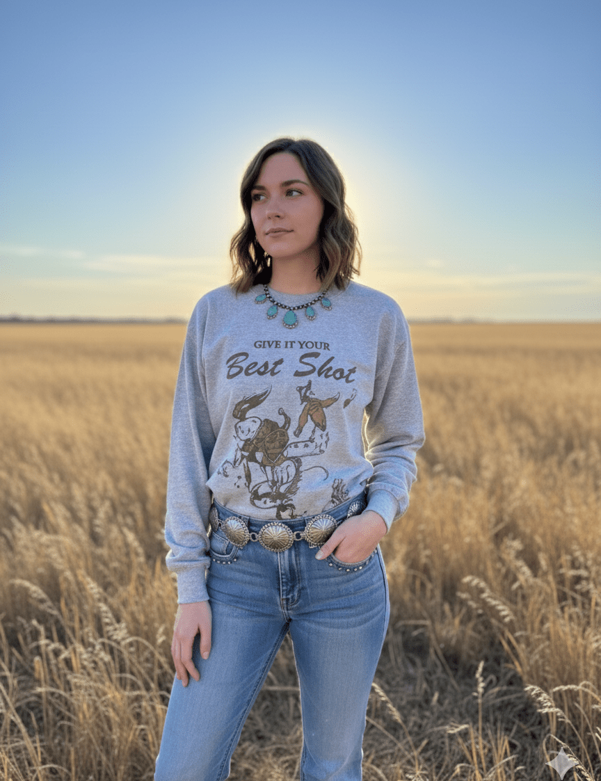 Give It Your Best Shot Graphic SweatshirtOatmealS