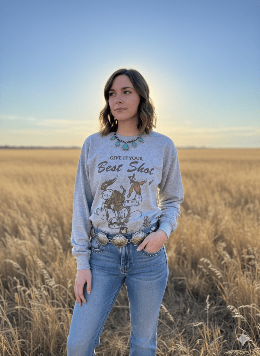 Give It Your Best Shot Graphic SweatshirtOatmealS