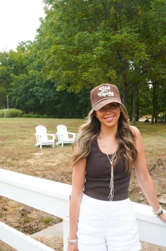 Give Thanks Embroidered Trucker Hat