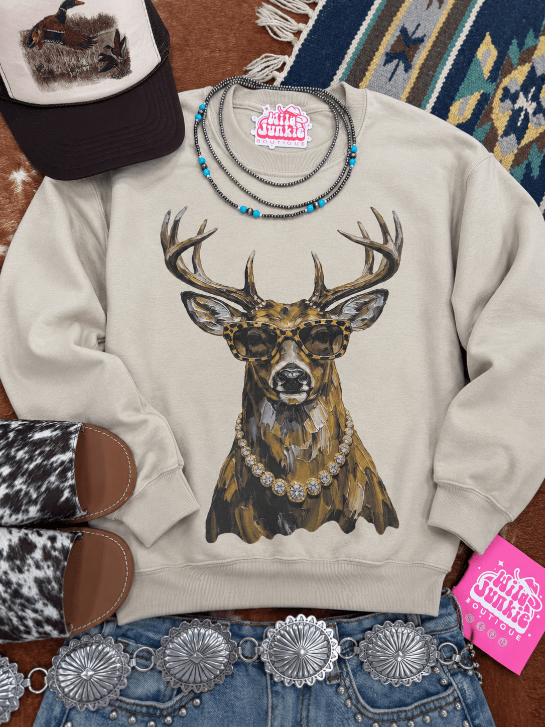Glam Whitetail Deer Graphic SweatshirtSandS