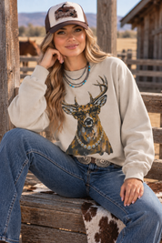 Glam Whitetail Deer Graphic SweatshirtSandS