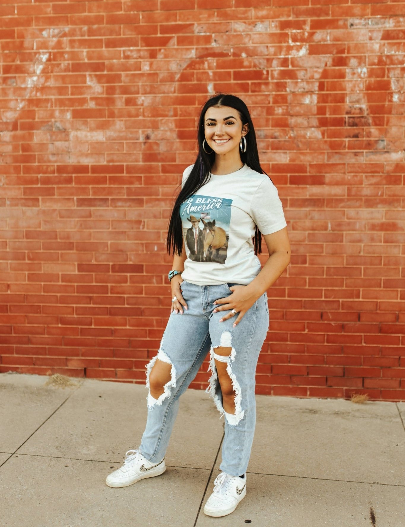 God Bless America Cowboy Trump Graphic TeeCementS