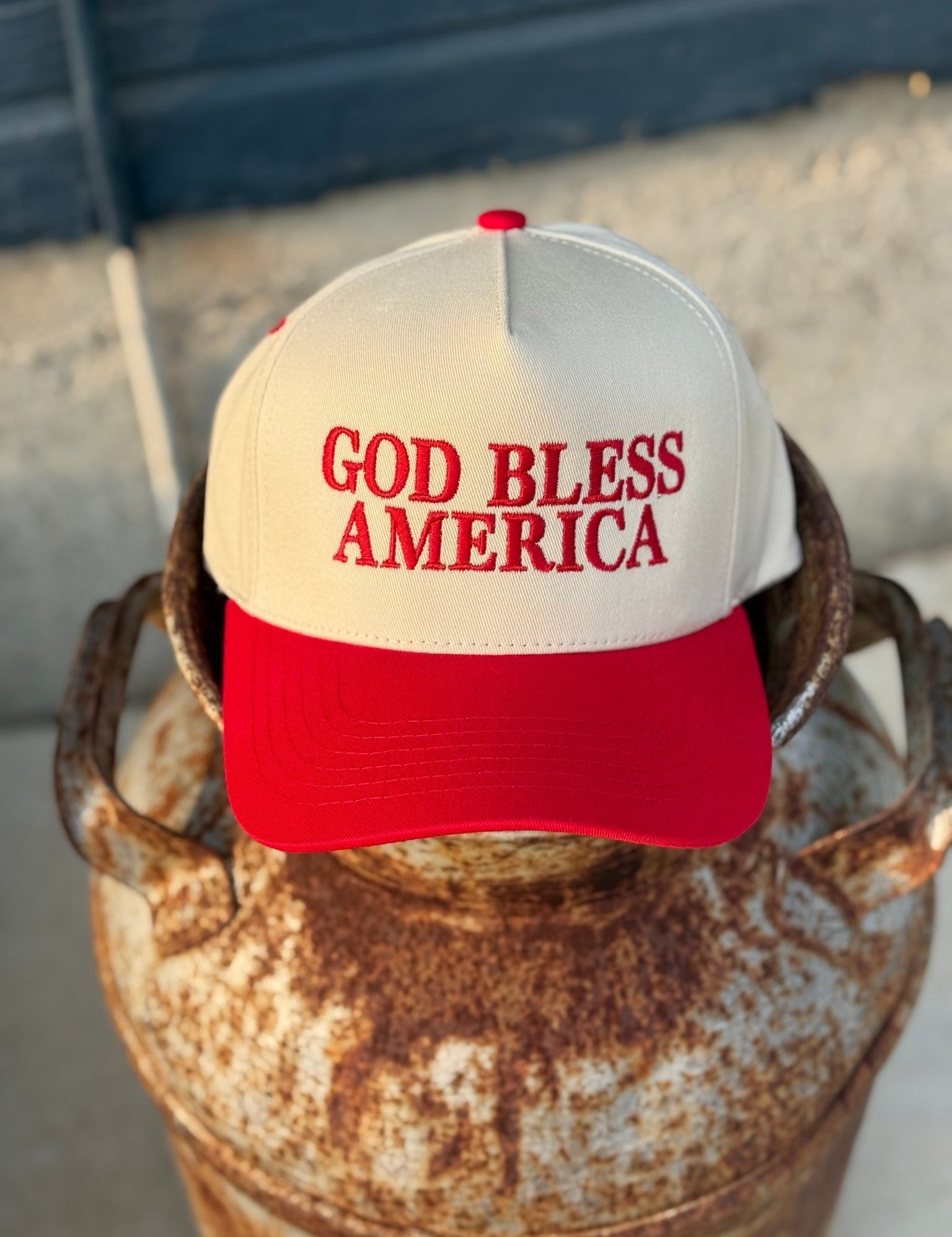 God Bless America Embroidered Trucker Hat