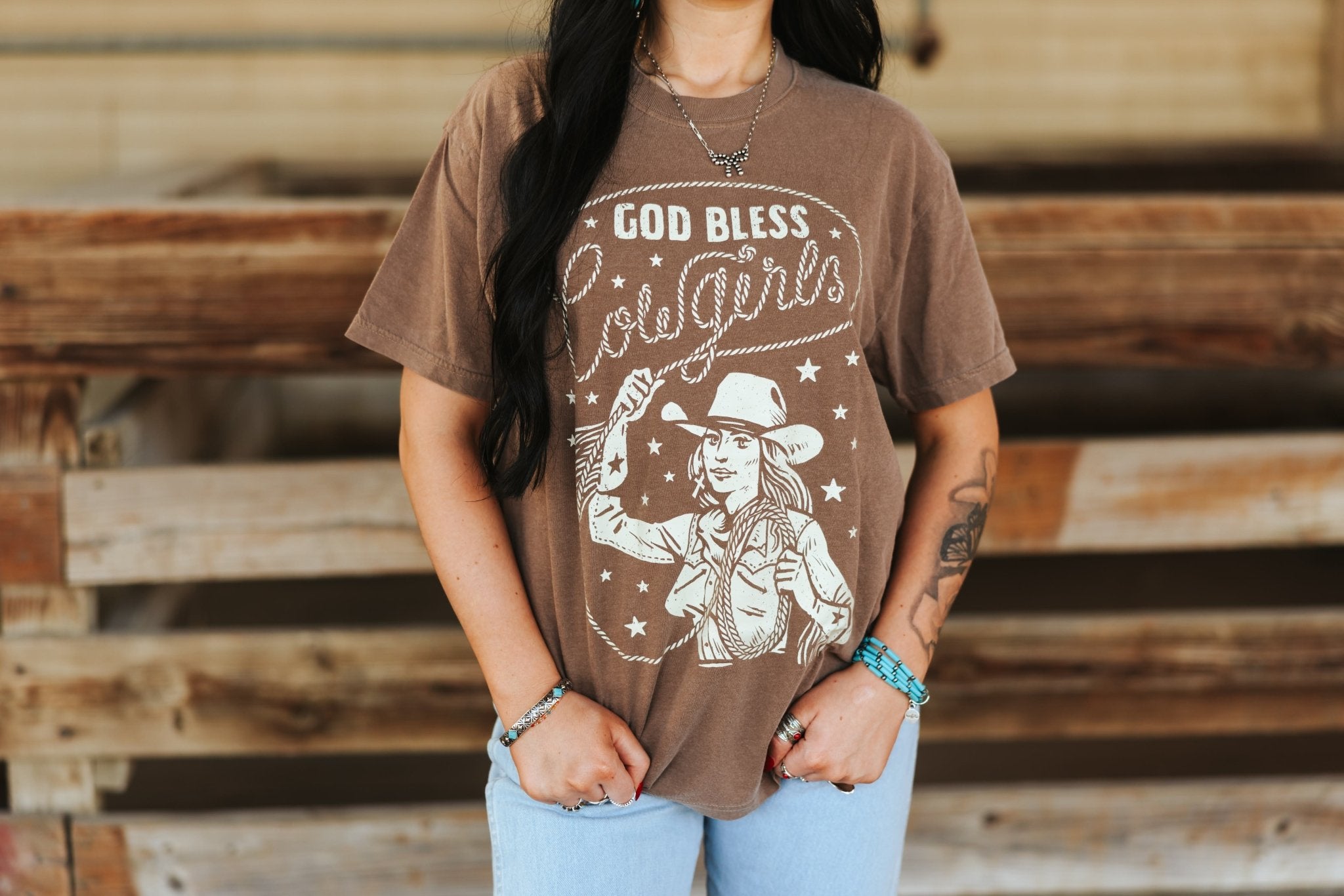 God Bless Cowgirls Graphic TeeS