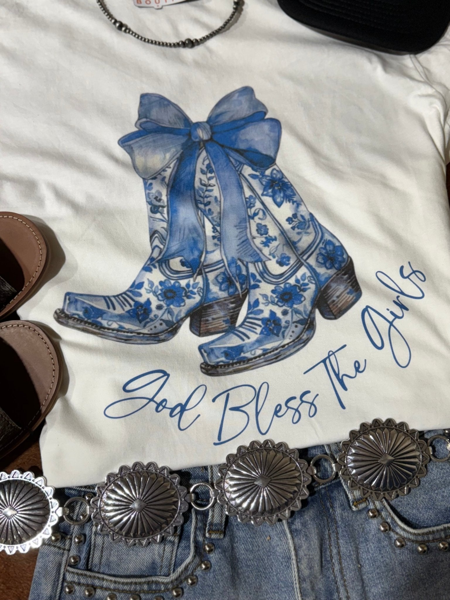 God Bless The Girls Graphic TeeWhiteS