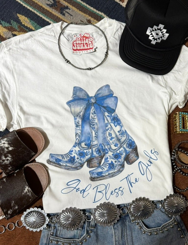 God Bless The Girls Graphic TeeWhiteS