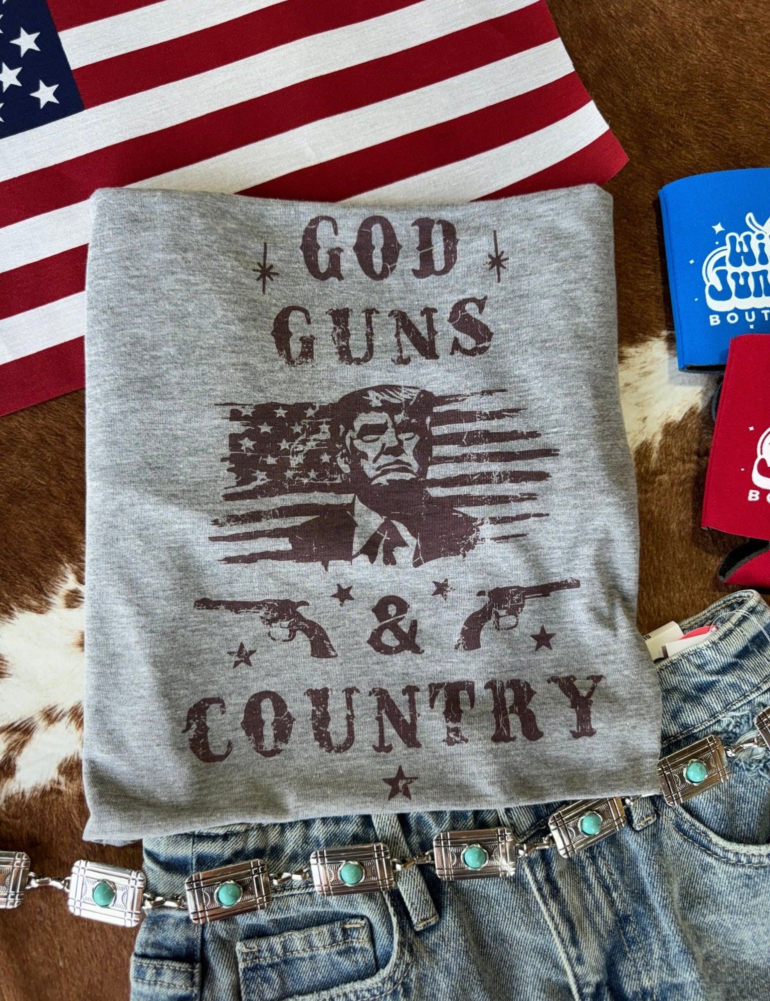 God, Guns and Country Trump Graphic TeeOlive AshS