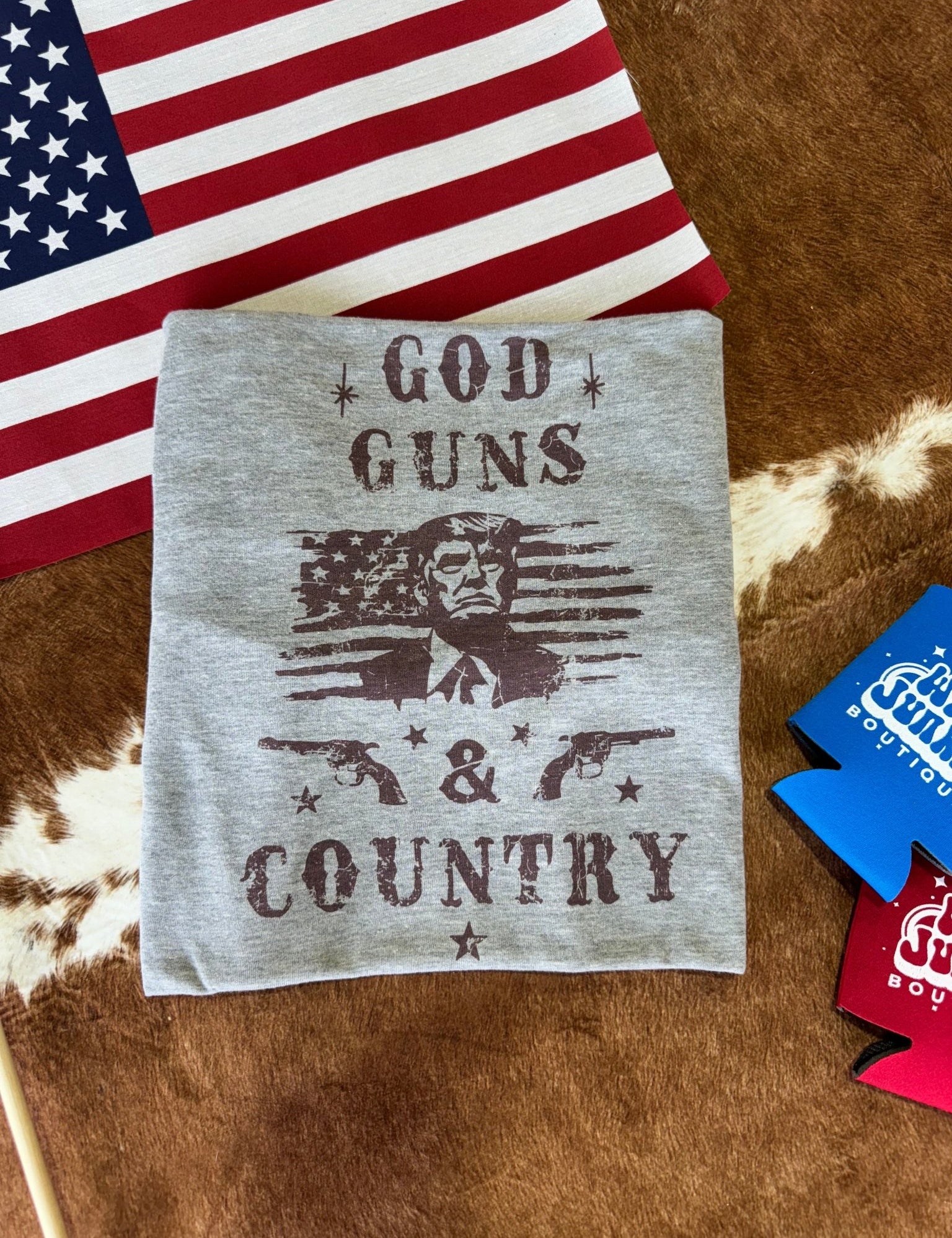 God, Guns and Country Trump Graphic TeeOlive AshS