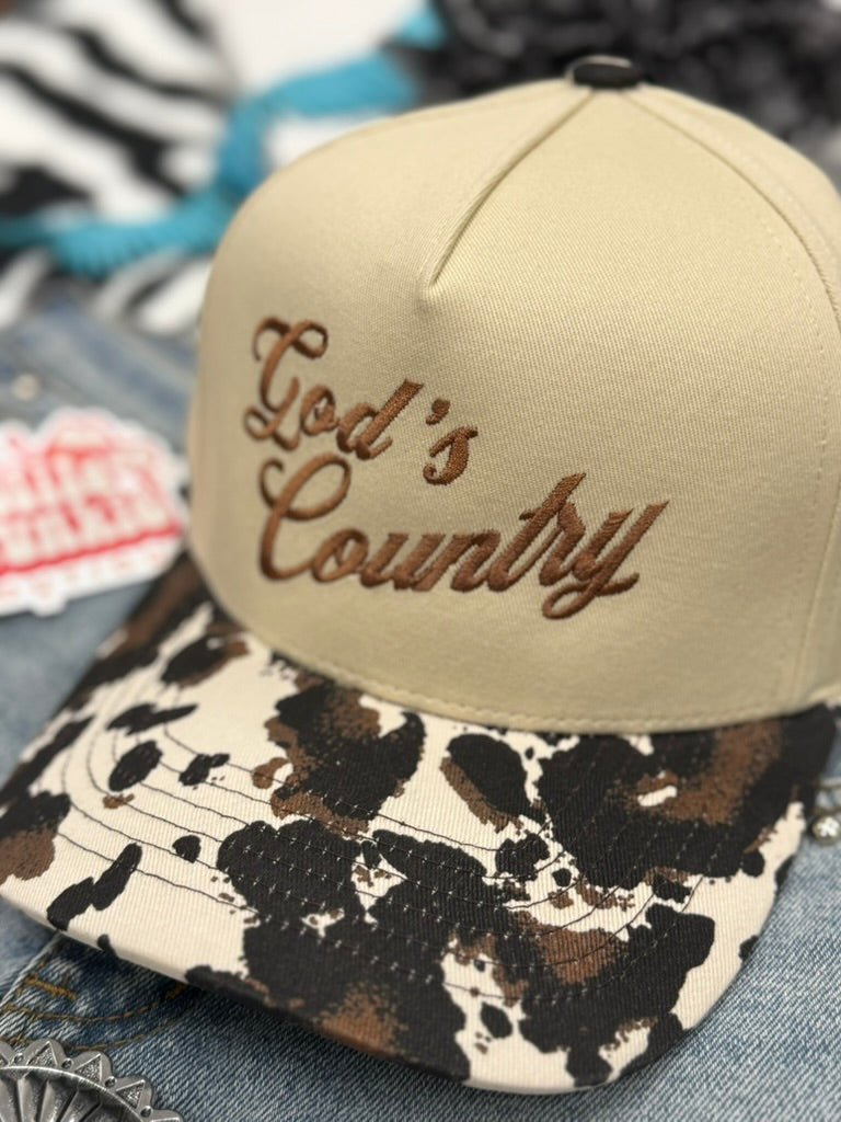 God's Country Cowprint Embroidered Trucker Hat