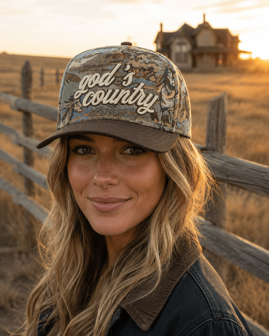 God's Country Scenic Embroidered Trucker Hat