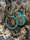 Gold and Turquoise Stone Hoop Earrings