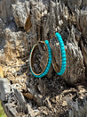 Gold and Turquoise Stone Hoop Earrings