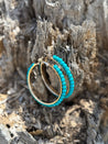 Gold and Turquoise Stone Hoop Earrings