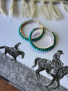 Gold and Turquoise Stone Hoop Earrings