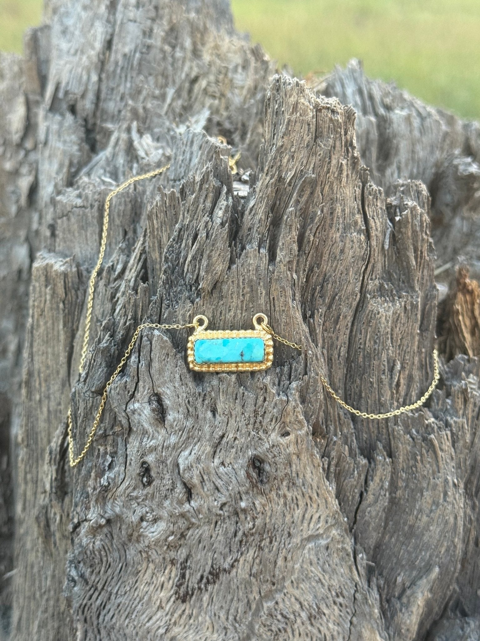 Gold Authentic Turquoise Bar Necklace