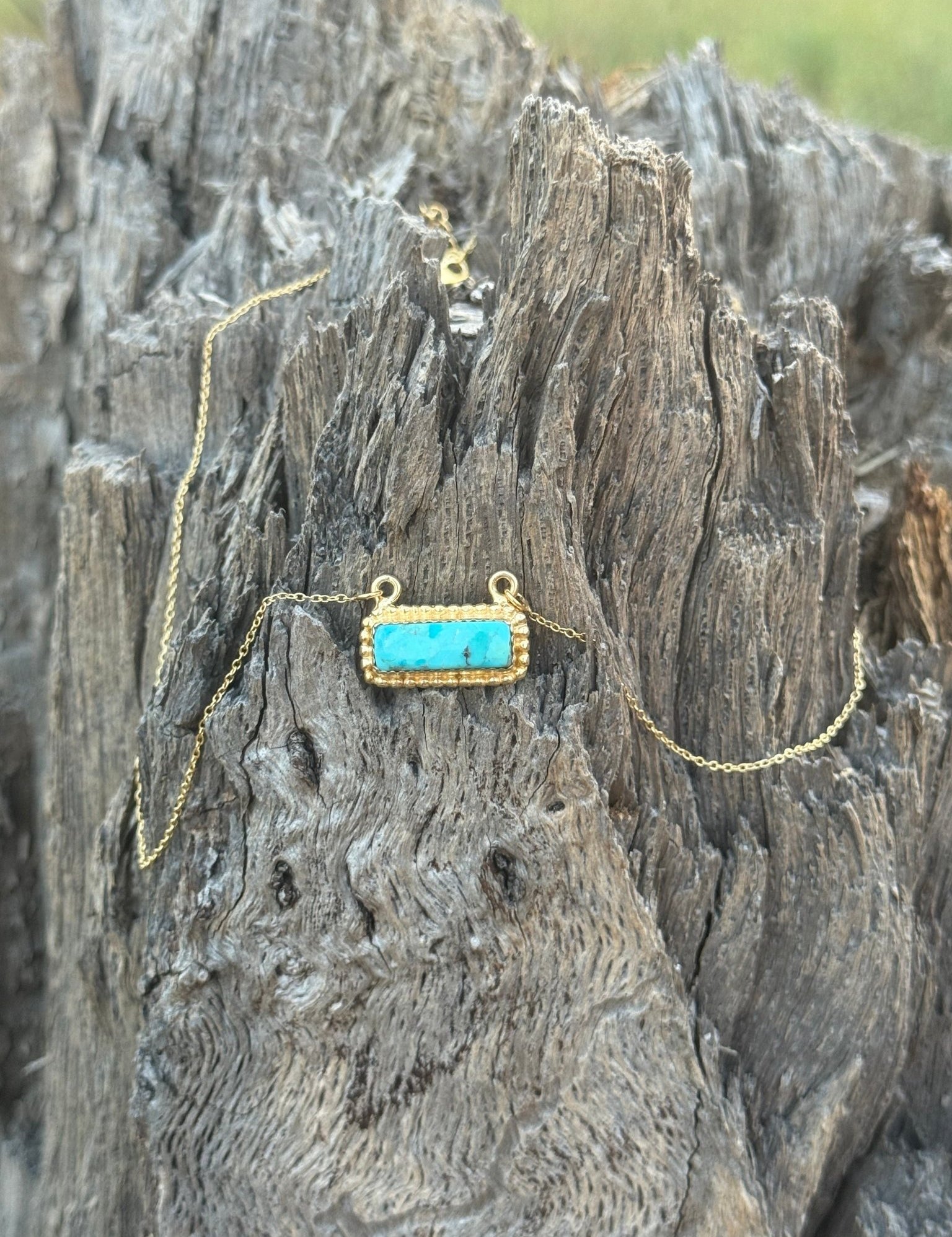 Gold Authentic Turquoise Bar Necklace