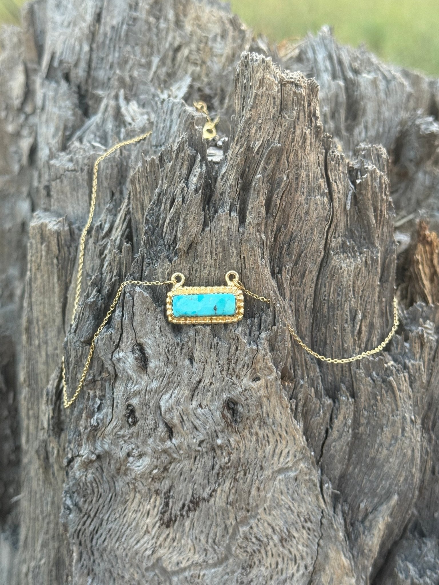 Gold Authentic Turquoise Bar Necklace
