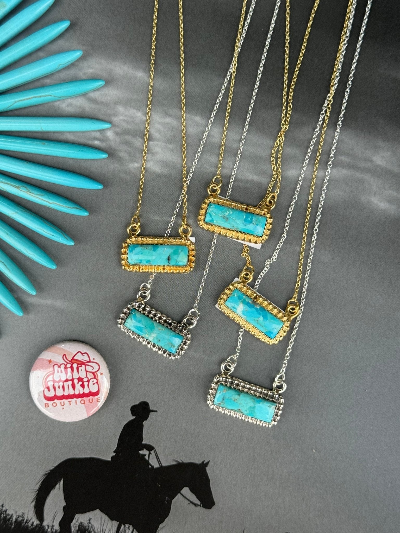 Gold Authentic Turquoise Bar Necklace