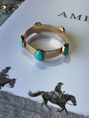 Gold Bangle with Turquoise Stones