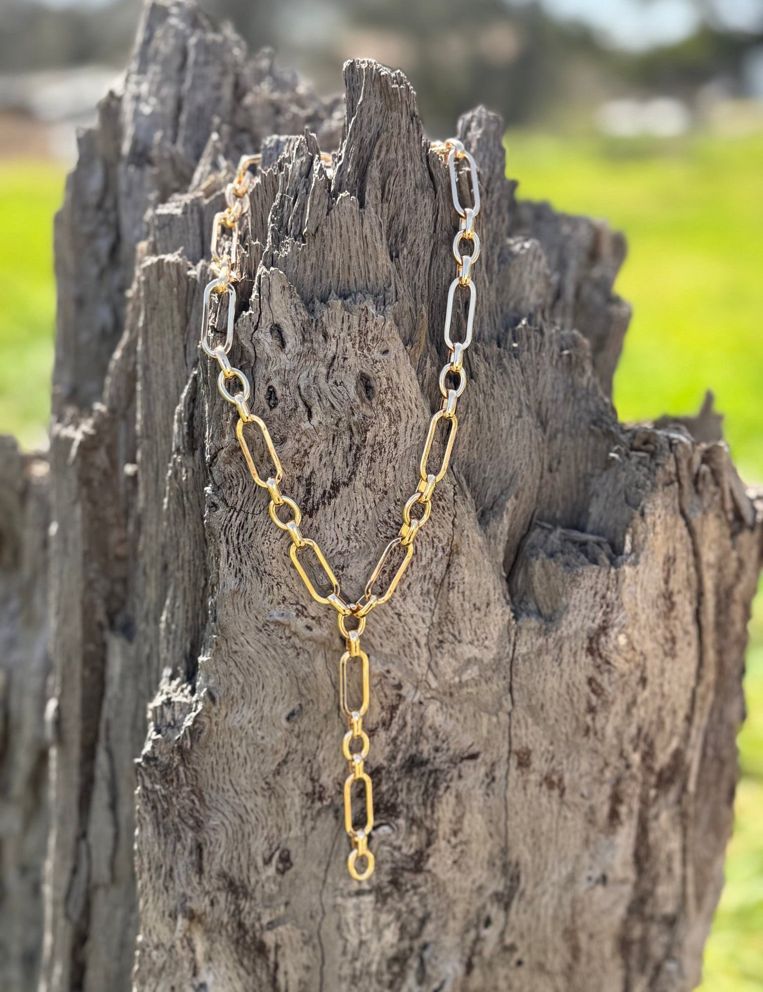 Gold Chunky Chain Lariat Necklace
