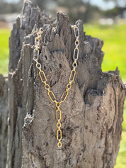 Gold Chunky Chain Lariat Necklace