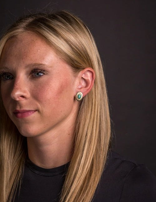 Gold Floral Concho Stud Earrings