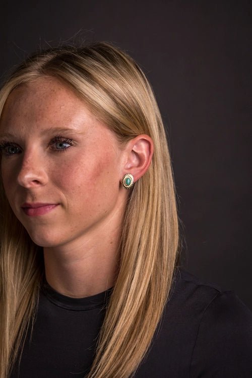 Gold Floral Concho Stud Earrings