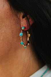 Gold Hoop Earrings with Turquoise