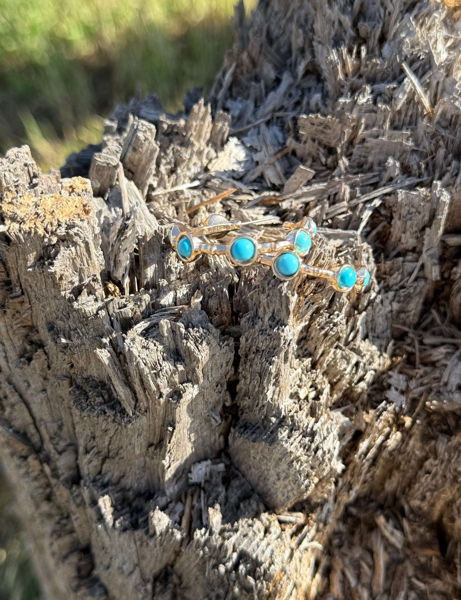 Gold Hoop Earrings with Turquoise
