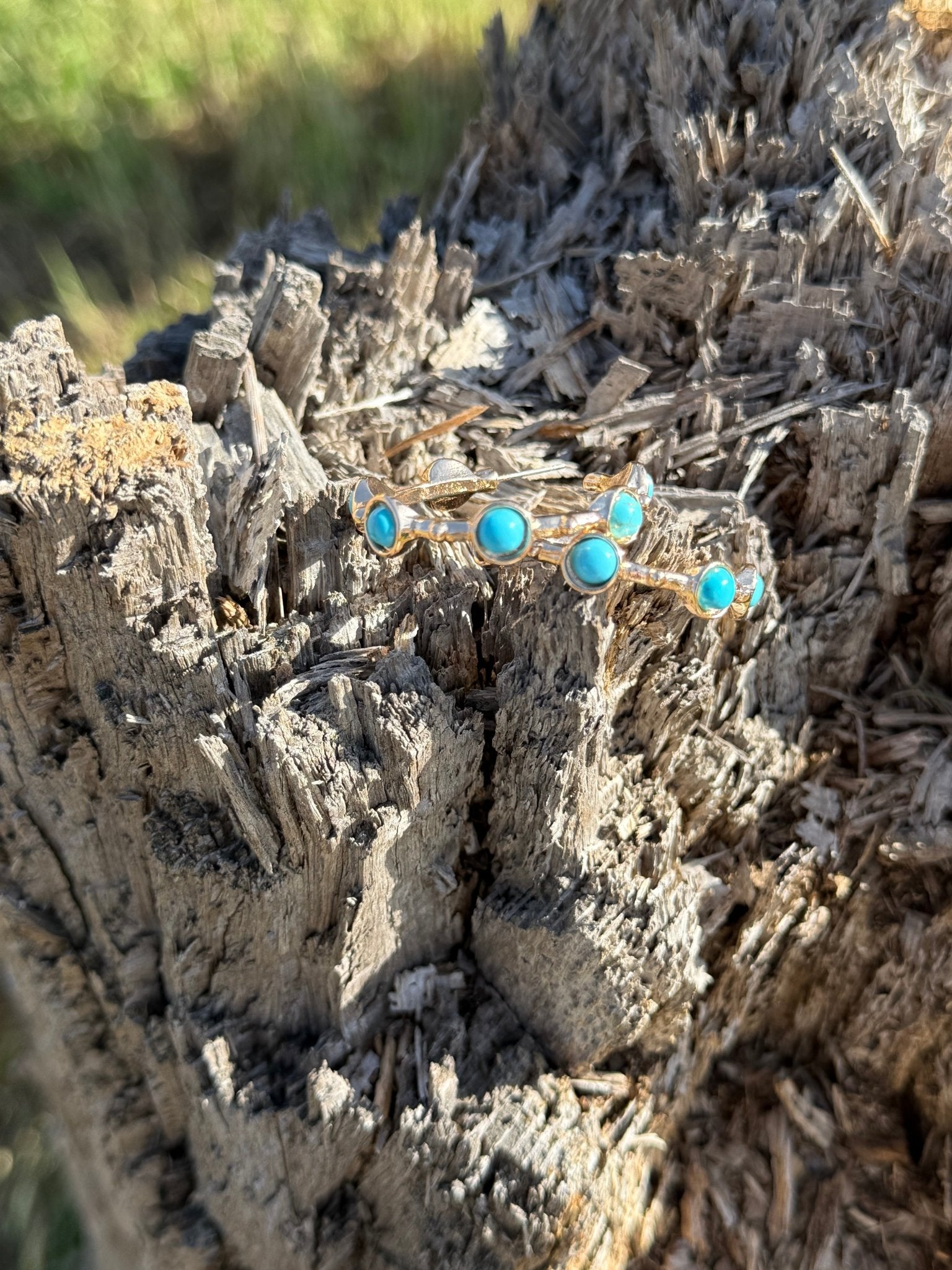 Gold Hoop Earrings with Turquoise