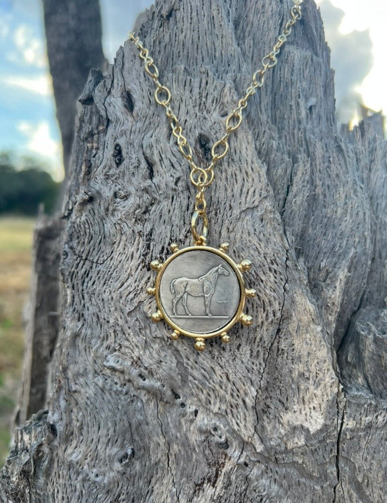 Gold Horse Coin Chain Necklace
