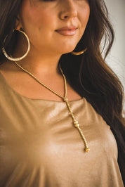Gold Lariat Beaded Necklace