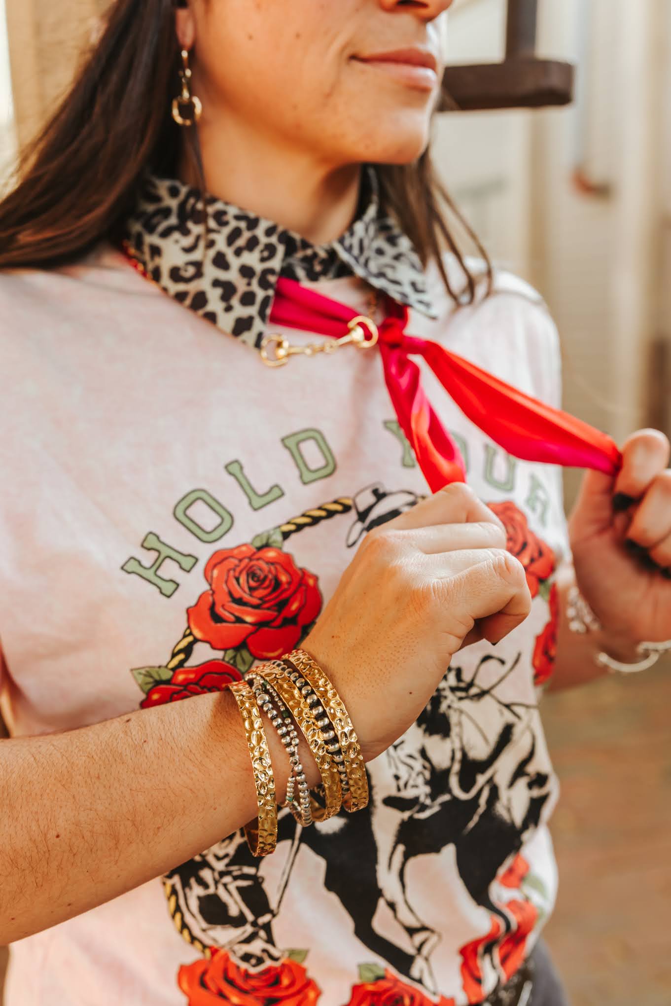 Gold Plated Hammered Bangle Set