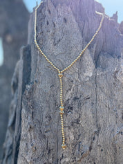 Gold Plated Lariat Beaded Necklace