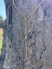 Gold Plated Lariat Beaded Necklace